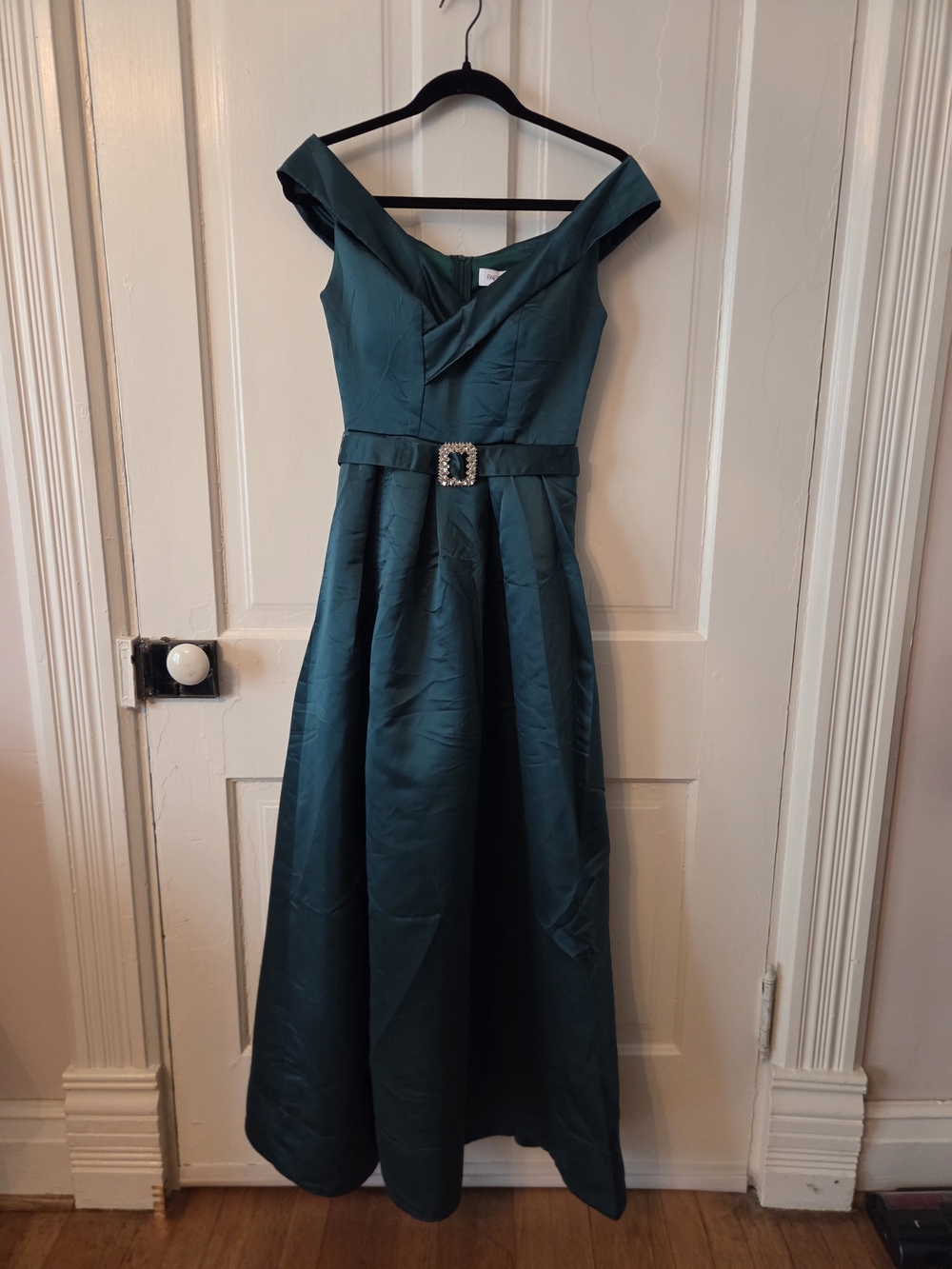 Emerald Strapless Evening Gown with Rhinestone Belt